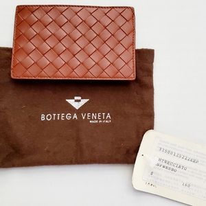 VINTAGE ORIGINAL BOTTEGA VENETA WOVEN LEATHER CARD CASE BRAND NEW ITALY UNISEX